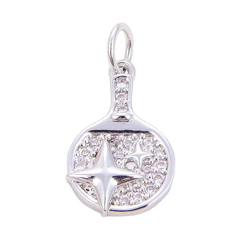 Trendy Red Sun Blue Night Star Moon Universe Celestial Rainbow Charm Pendant,Gold Plated Zircon Jewelry Findings Supply S09