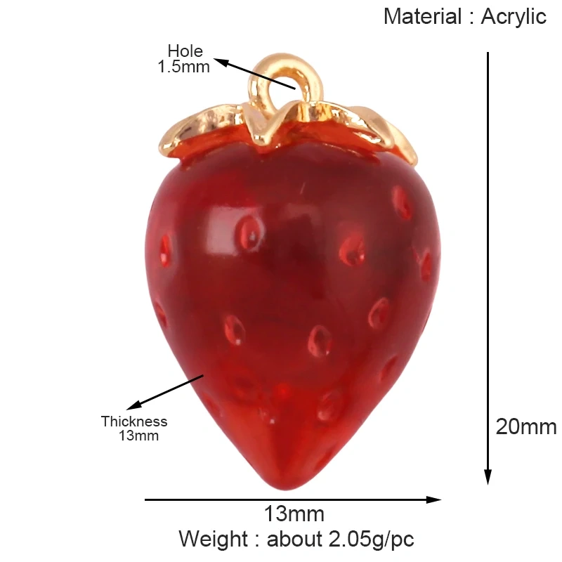 Arylic 3D Fruit Strawberry Grape Mango Durian Water Melon Cherry Pomegranate Charm Pendant,Jewelry Necklace Bracelet  Supply S18
