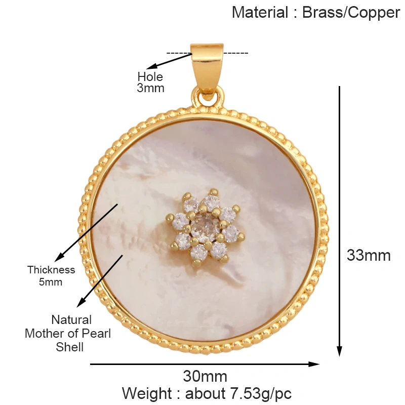Trendy Shining Mandala Star Shell Geometry Charm Pendant,Real 18K Gold Plated Jewelry Components Accessories Supplies S34