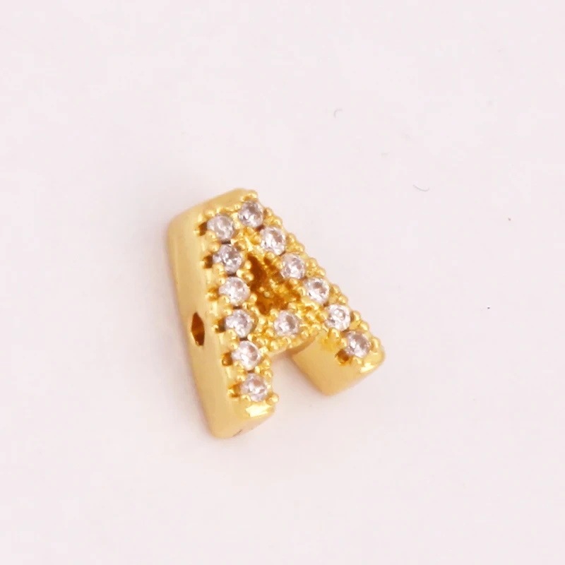 Trendy Mini Initial Name A-Z Letter Beads Charm Pendant,Real 18K Gold Plated Necklace Bracelet DIY Jewelry Findings Supplies S27