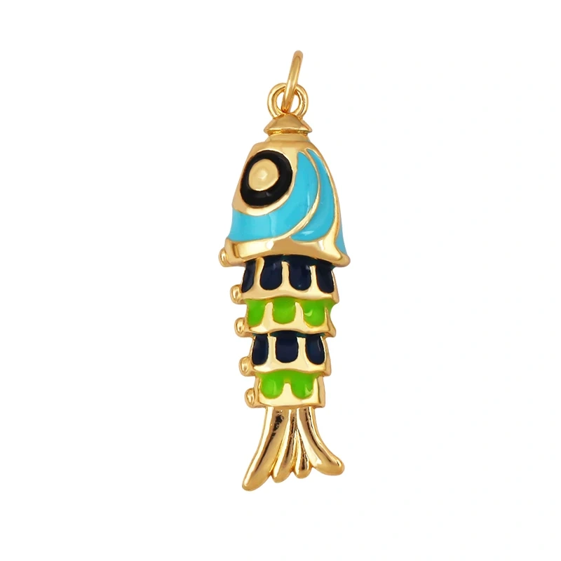 Jelly Fish Whale Seahorse Mermaid Turtle Crab Marine Sea  Shell  Charm Pendant,Gold Plated Zircon Jewelry Finding Supplies S70