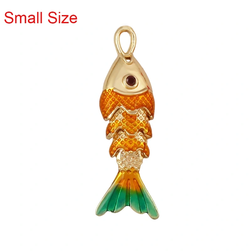 Enamel Fish Whale Shark Tale Crab Marine Sea Dalphin Charm Pendant,18K Real Gold Plated Zircon Jewelry Finding Supplies S75
