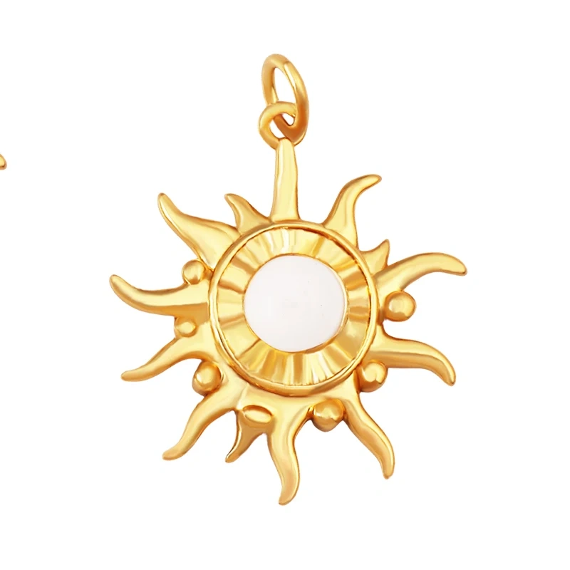 Trendy Red Sun Blue Night Star Moon Universe Celestial Rainbow Charm Pendant,Gold Plated Zircon Jewelry Findings Supply S09
