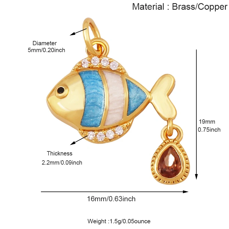 Jelly Fish Whale Seahorse Mermaid Turtle Crab Marine Sea  Shell  Charm Pendant,Gold Plated Zircon Jewelry Finding Supplies S70