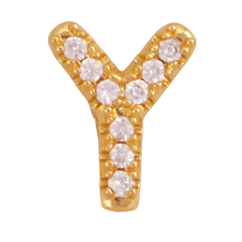 Trendy Mini Initial Name A-Z Letter Beads Charm Pendant,Real 18K Gold Plated Necklace Bracelet DIY Jewelry Findings Supplies S27