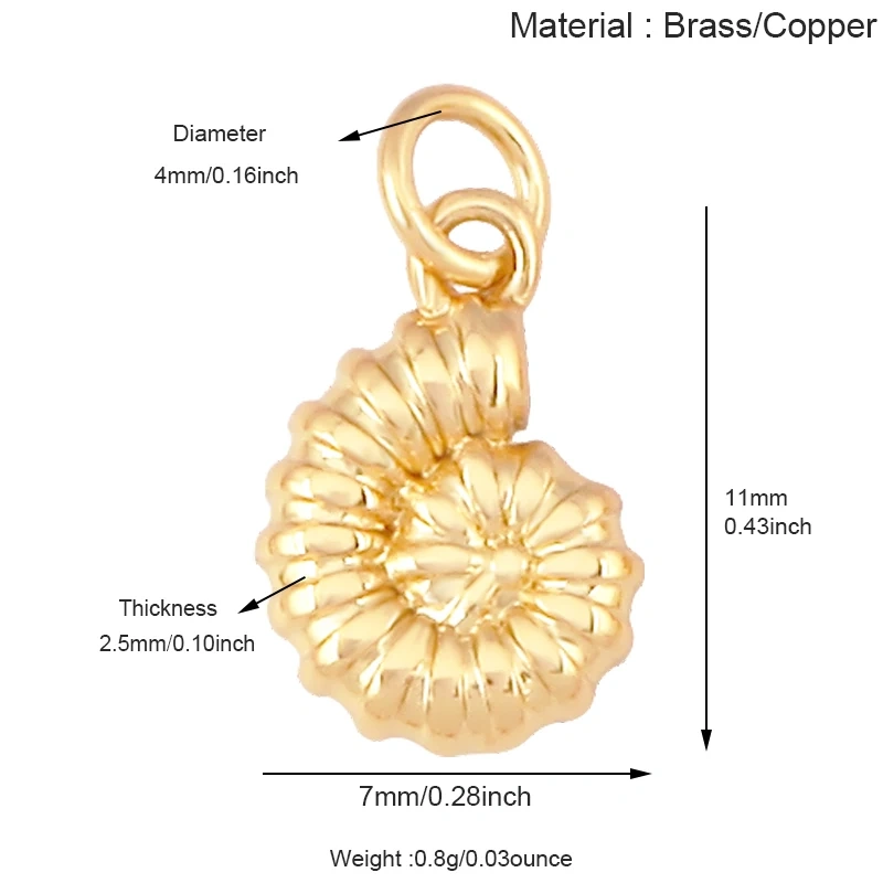 Blue White Tropical Ocean Shell Conch Seahorse Sea Fish Charm Pendant,Gold Plated Zircon Jewelry Findings Supply S93