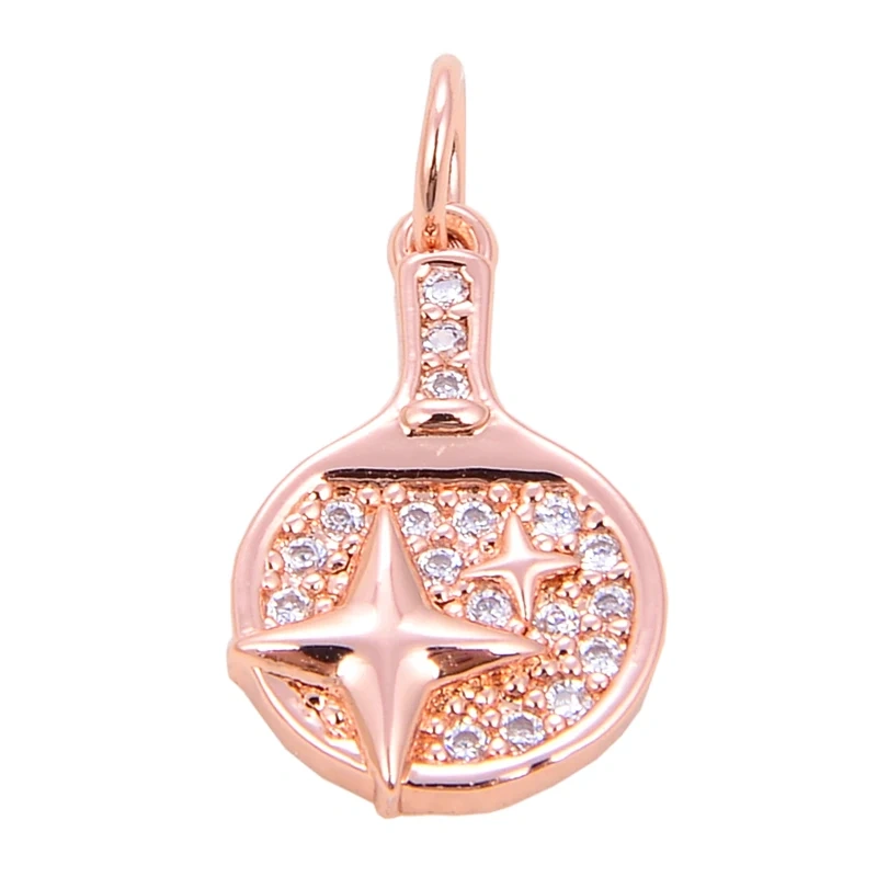 Trendy Red Sun Blue Night Star Moon Universe Celestial Rainbow Charm Pendant,Gold Plated Zircon Jewelry Findings Supply S09