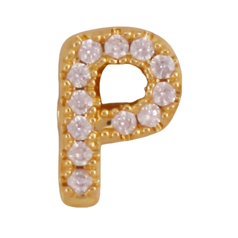 Trendy Mini Initial Name A-Z Letter Beads Charm Pendant,Real 18K Gold Plated Necklace Bracelet DIY Jewelry Findings Supplies S27