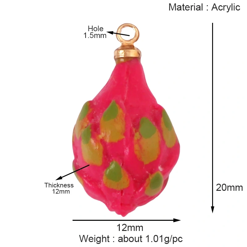 Arylic 3D Fruit Strawberry Grape Mango Durian Water Melon Cherry Pomegranate Charm Pendant,Jewelry Necklace Bracelet  Supply S18