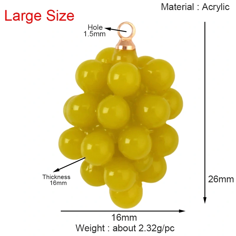 Arylic 3D Fruit Strawberry Grape Mango Durian Water Melon Cherry Pomegranate Charm Pendant,Jewelry Necklace Bracelet  Supply S18