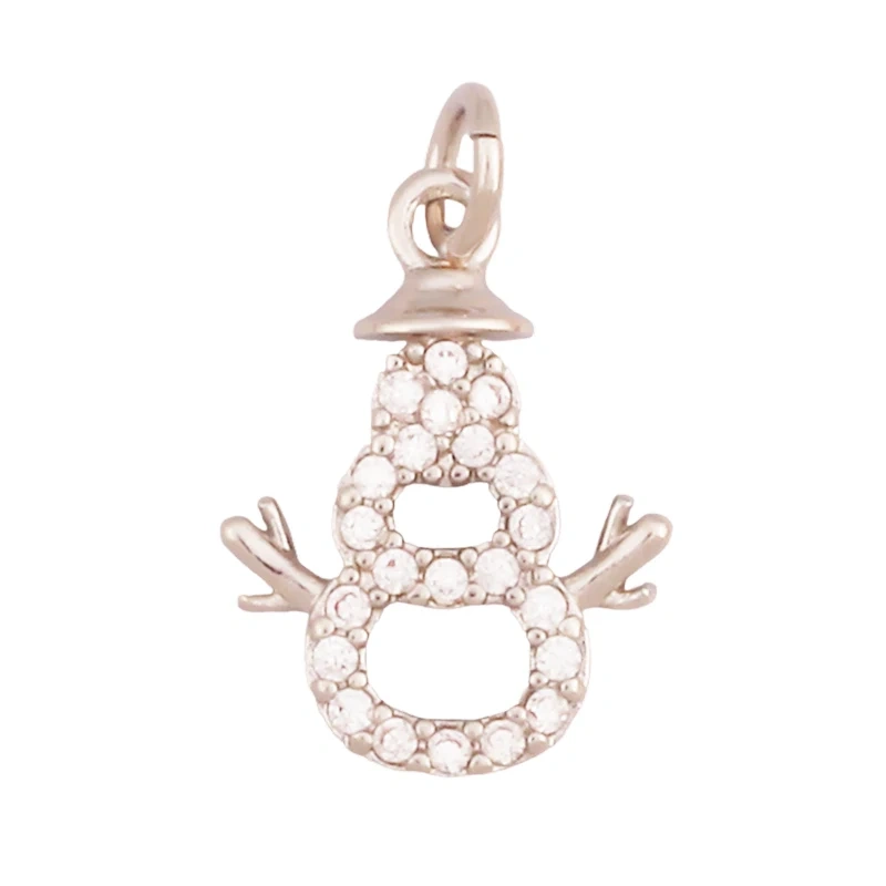 L51 Christmas Halloween Snowman Gift Box Pendant Necklace with CZ Stones