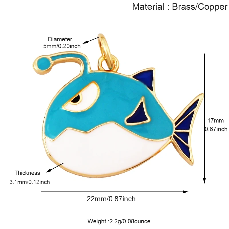 Jelly Fish Whale Seahorse Mermaid Turtle Crab Marine Sea  Shell  Charm Pendant,Gold Plated Zircon Jewelry Finding Supplies S70