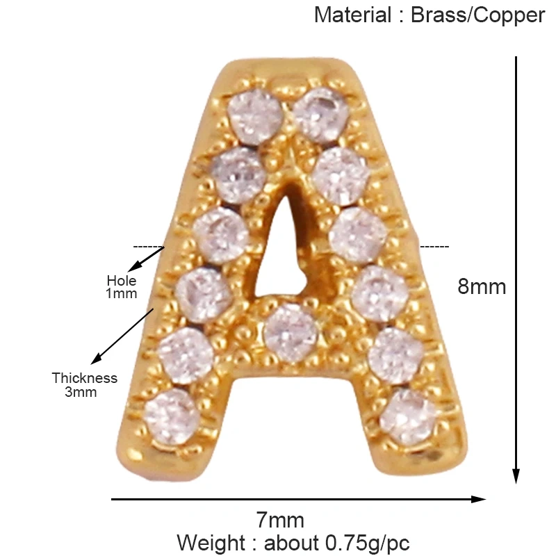 Trendy Mini Initial Name A-Z Letter Beads Charm Pendant,Real 18K Gold Plated Necklace Bracelet DIY Jewelry Findings Supplies S27