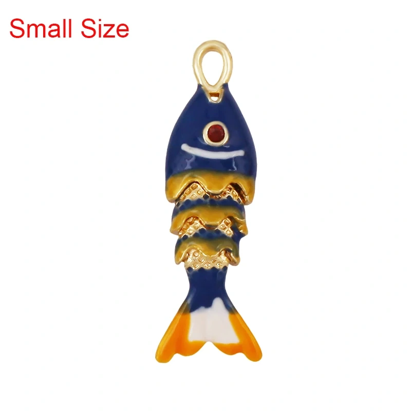 Enamel Fish Whale Shark Tale Crab Marine Sea Dalphin Charm Pendant,18K Real Gold Plated Zircon Jewelry Finding Supplies S75