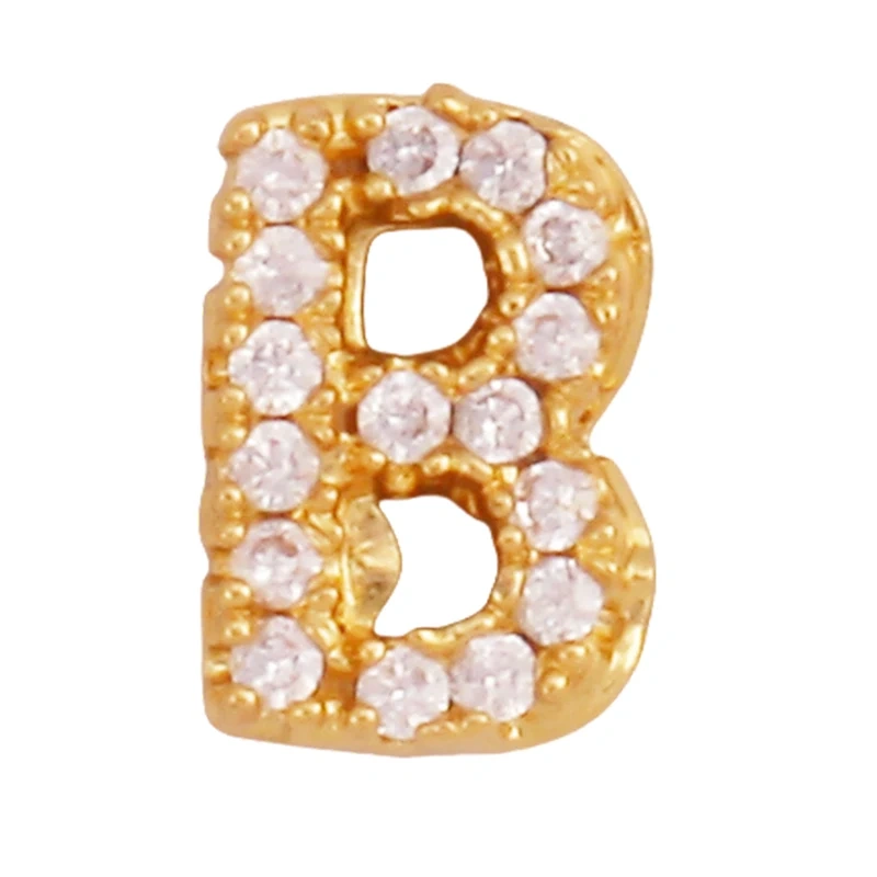 Trendy Mini Initial Name A-Z Letter Beads Charm Pendant,Real 18K Gold Plated Necklace Bracelet DIY Jewelry Findings Supplies S27