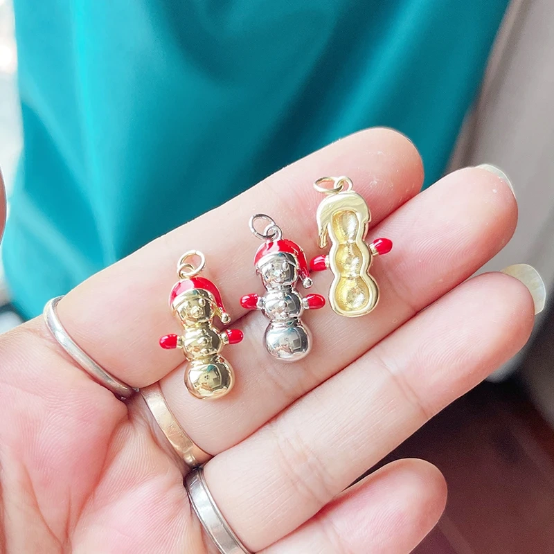 L51 Christmas Halloween Snowman Gift Box Pendant Necklace with CZ Stones