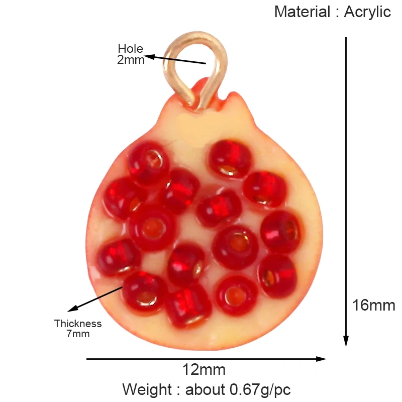 Arylic 3D Fruit Strawberry Grape Mango Durian Water Melon Cherry Pomegranate Charm Pendant,Jewelry Necklace Bracelet  Supply S18
