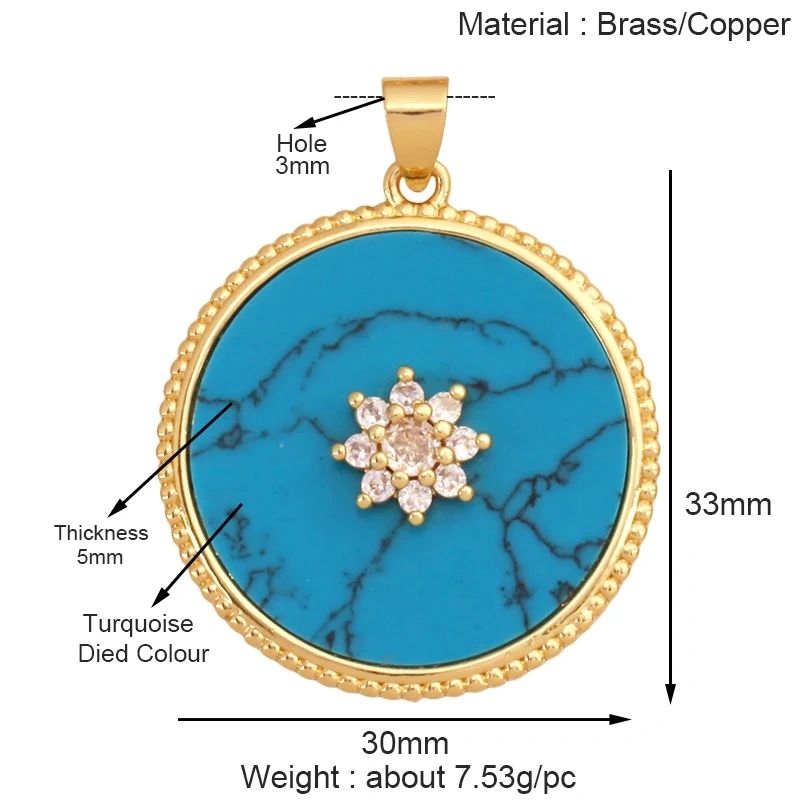 Trendy Shining Mandala Star Shell Geometry Charm Pendant,Real 18K Gold Plated Jewelry Components Accessories Supplies S34