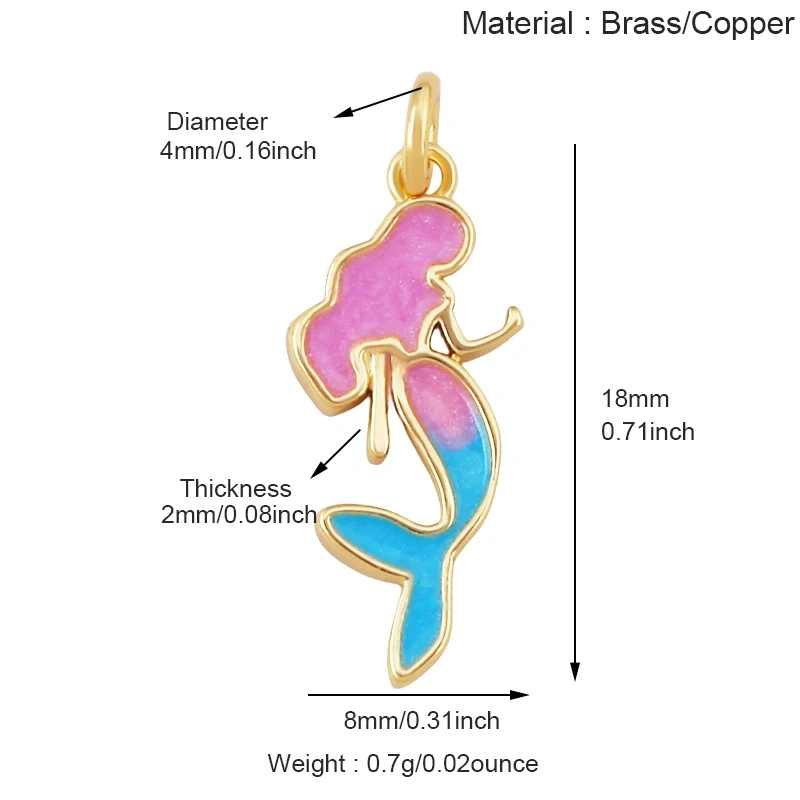 Jelly Fish Whale Seahorse Mermaid Turtle Crab Marine Sea  Shell  Charm Pendant,Gold Plated Zircon Jewelry Finding Supplies S70