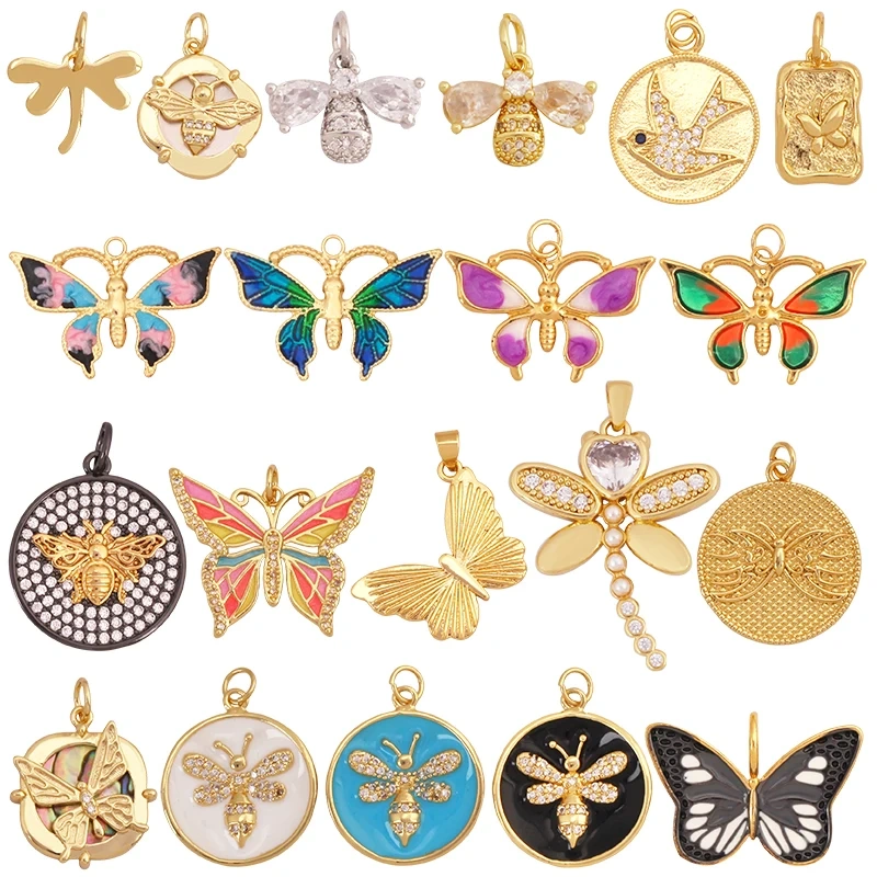 Trendy Butterfly Dragonfly Bee Bird Jumbo Focal Charm Pendant,Real 18K Gold Plated Colour,Craft Jewelry Necklace  Supplies S32