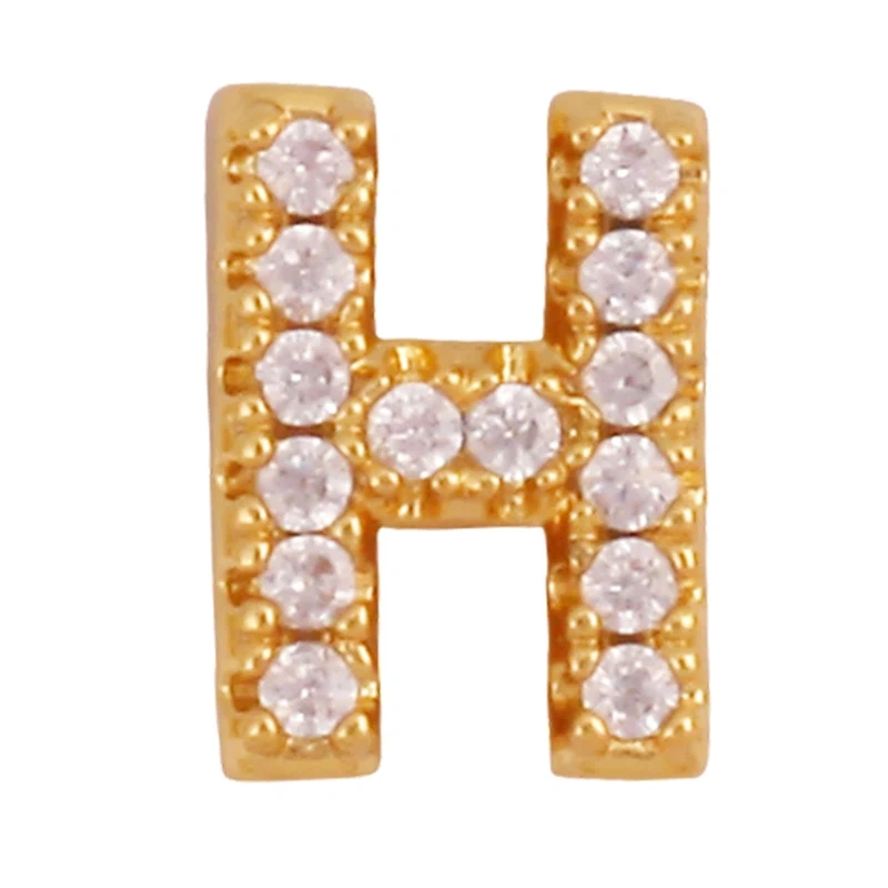 Trendy Mini Initial Name A-Z Letter Beads Charm Pendant,Real 18K Gold Plated Necklace Bracelet DIY Jewelry Findings Supplies S27