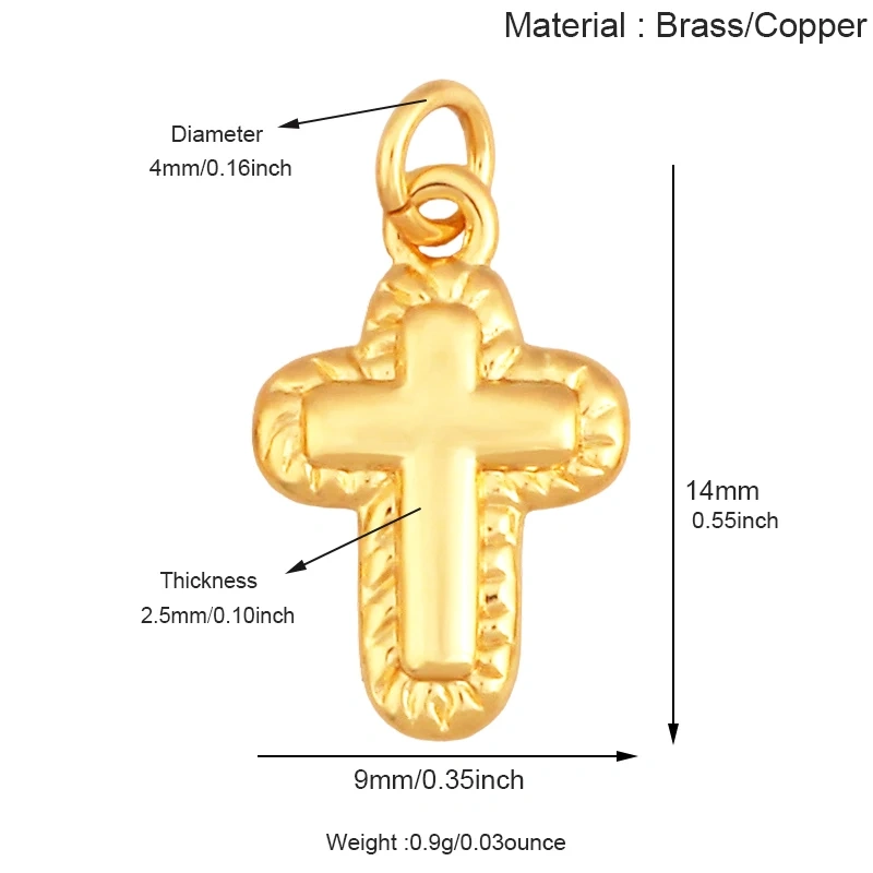 Super Mini Brass Cross Pendant K42 Mini Charm 18K Gold Plated Jewelry Accessory K42