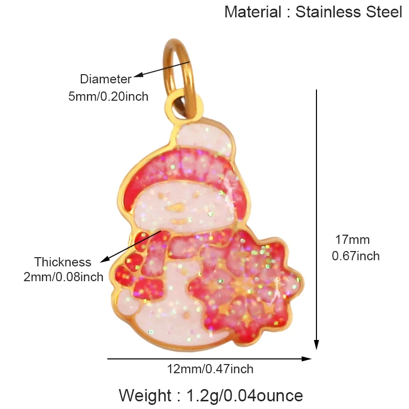 316 Stainless Steel  Christmas Tree Santa Snowman Pumpkin Stainless Steel Glitter Pendant Charm K42
