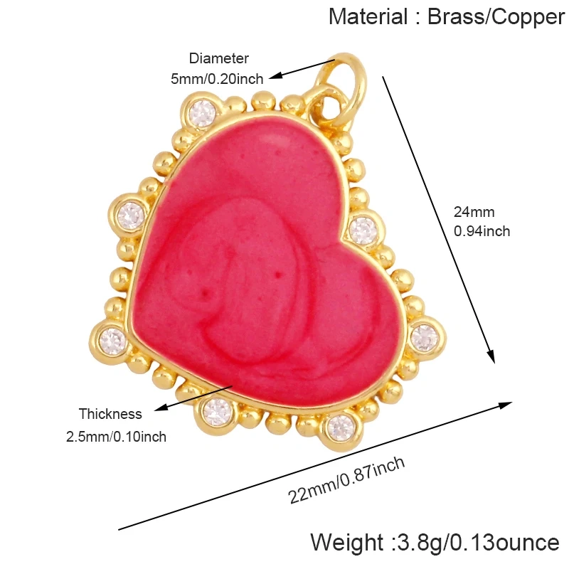 Colourful Enamel Black Rose Shell CZ Paved Heart Charm Pendant,Jewelry Necklace Bracelet  Making Components Findings Supply S17