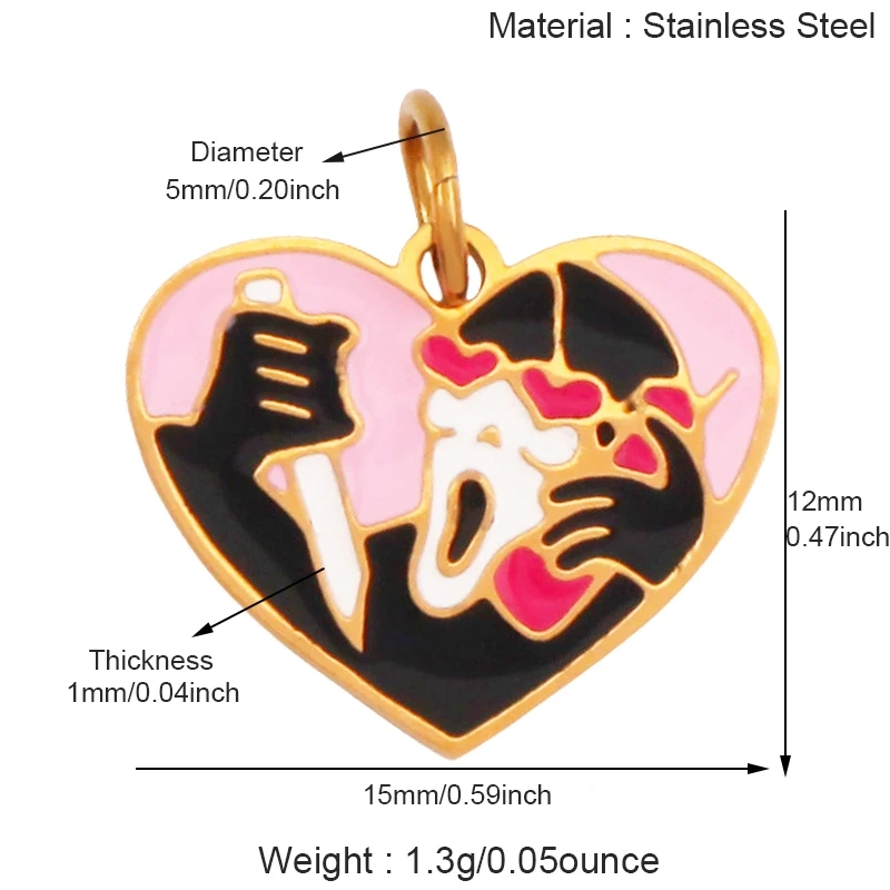 316 Stainless Steel  Christmas Tree Santa Snowman Pumpkin Stainless Steel Glitter Pendant Charm K42