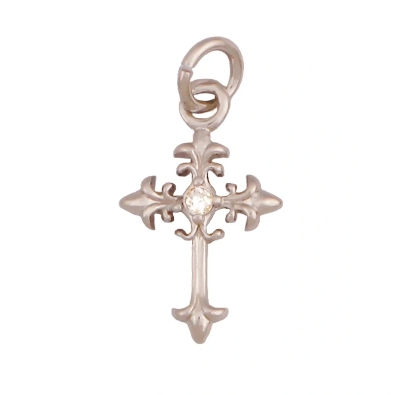 Super Mini Brass Cross Pendant K42 Mini Charm 18K Gold Plated Jewelry Accessory K42