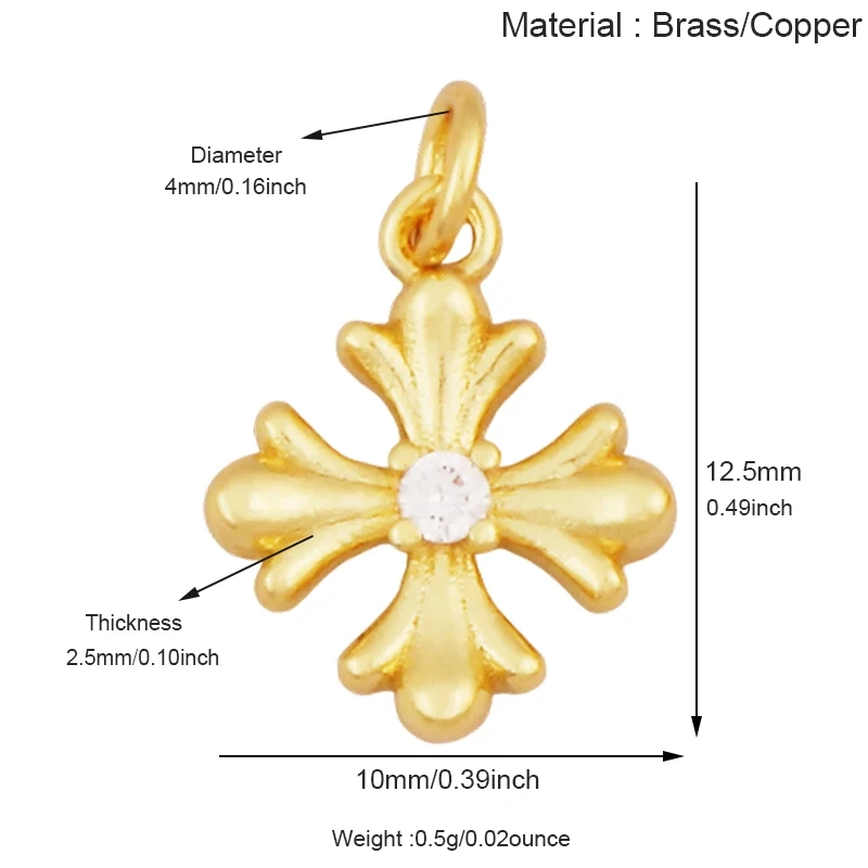 Super Mini Brass Cross Pendant K42 Mini Charm 18K Gold Plated Jewelry Accessory K42