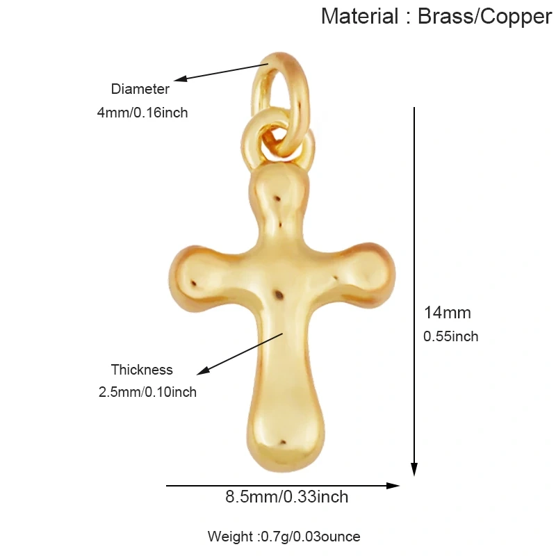 Super Mini Brass Cross Pendant K42 Mini Charm 18K Gold Plated Jewelry Accessory K42