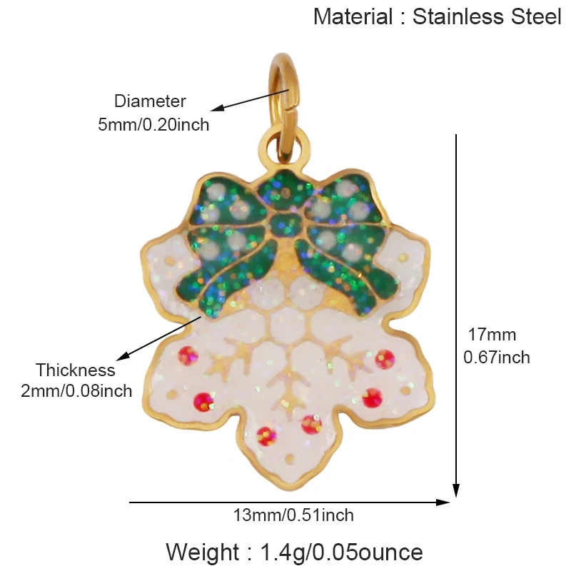 316 Stainless Steel  Christmas Tree Santa Snowman Pumpkin Stainless Steel Glitter Pendant Charm K42