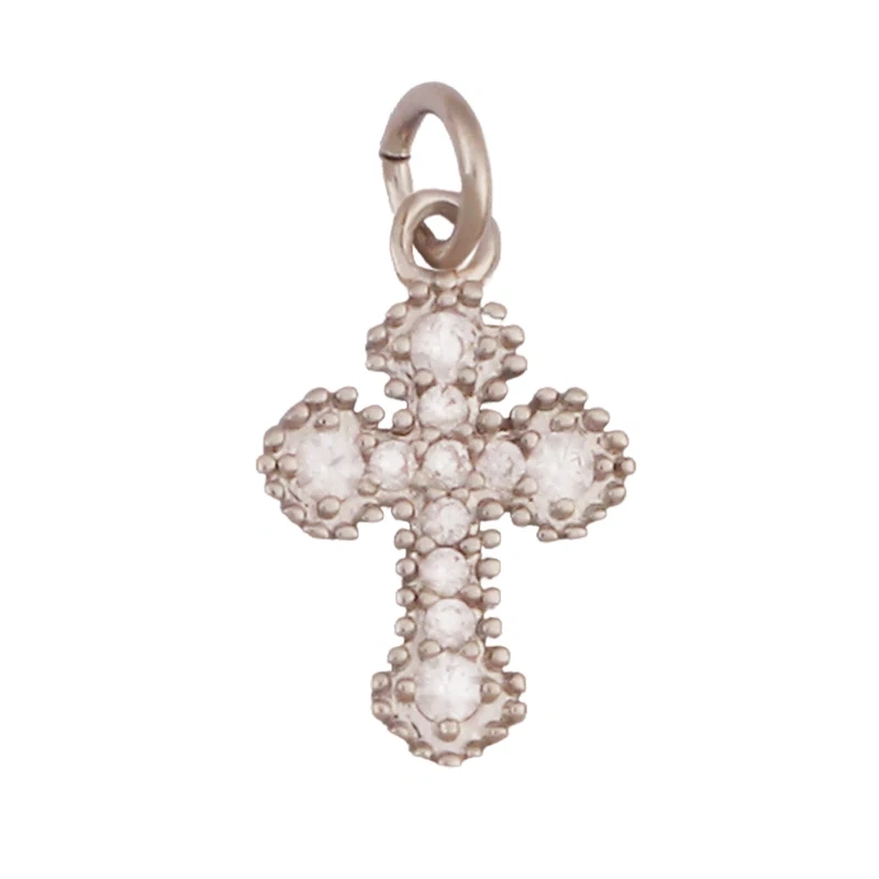 Super Mini Brass Cross Pendant K42 Mini Charm 18K Gold Plated Jewelry Accessory K42