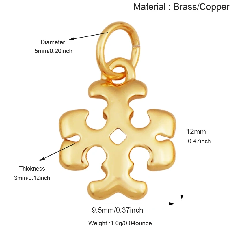 Super Mini Brass Cross Pendant K42 Mini Charm 18K Gold Plated Jewelry Accessory K42