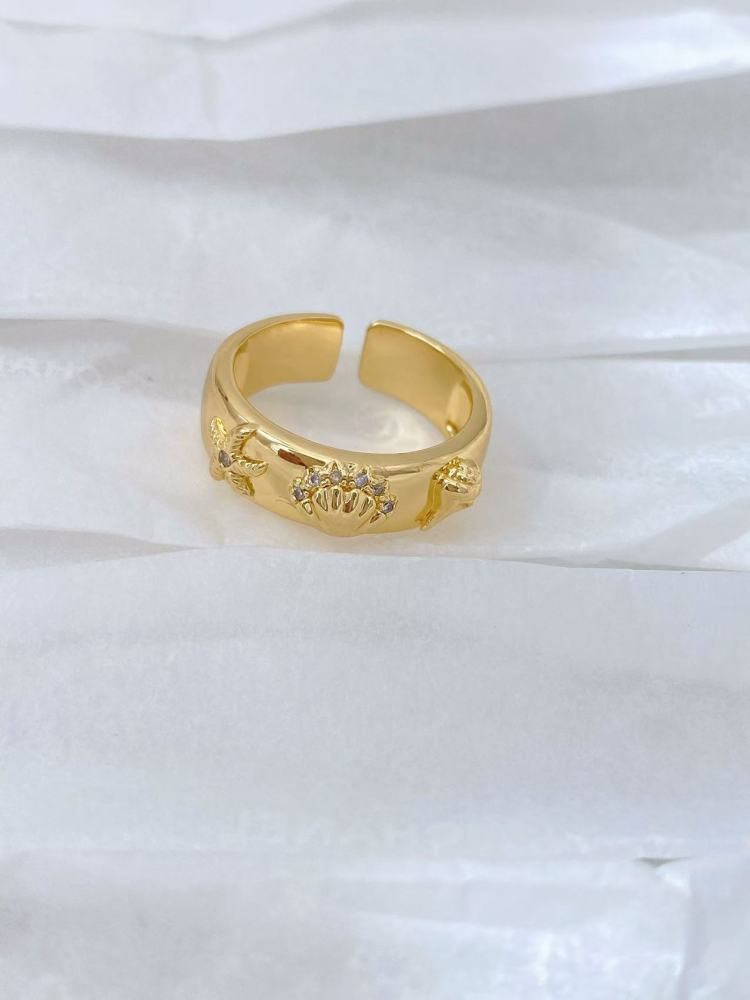 Hot-selling ocean series micro-pave design, simple and unique open ring, jewelry manufacturer wholesale.