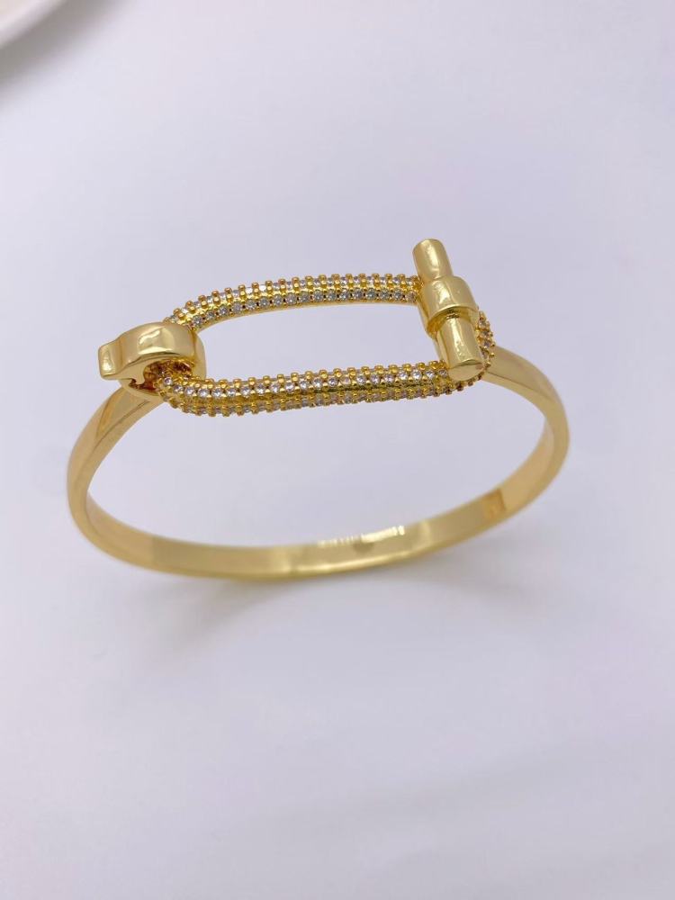 New cross-border horizontal bar OT series rings and bracelets, pig nose light luxury copper inlaid zircon rings and bracelets for women