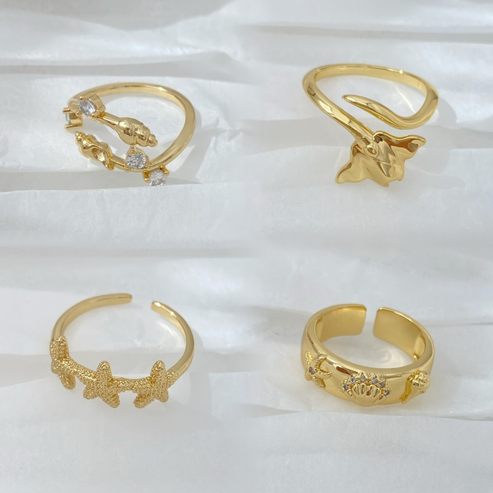 Hot-selling ocean series micro-pave design, simple and unique open ring, jewelry manufacturer wholesale.