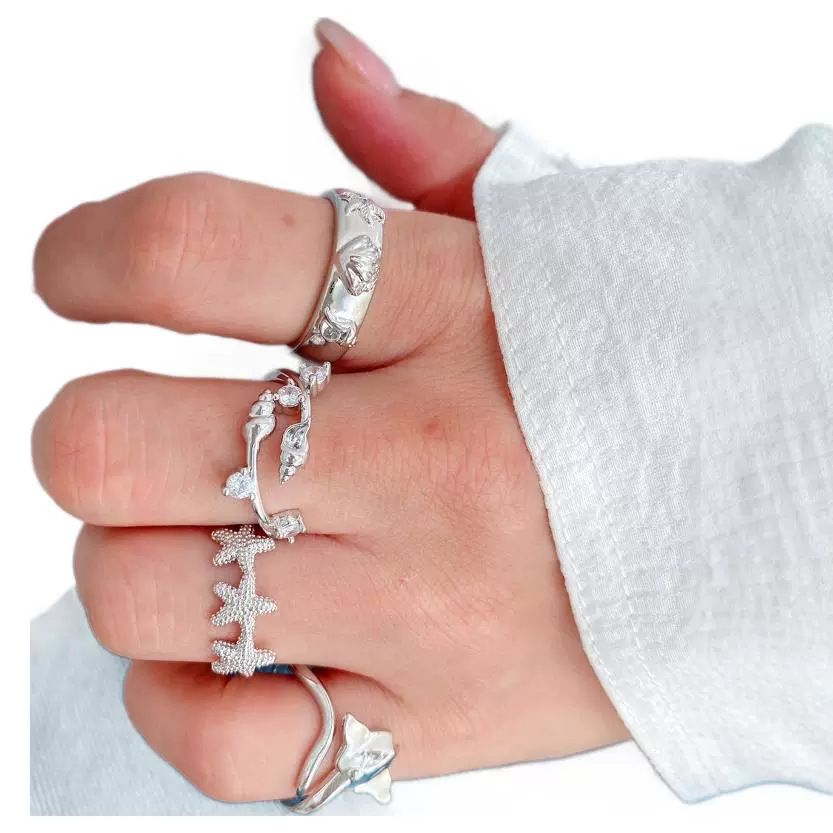 Hot-selling ocean series micro-pave design, simple and unique open ring, jewelry manufacturer wholesale.