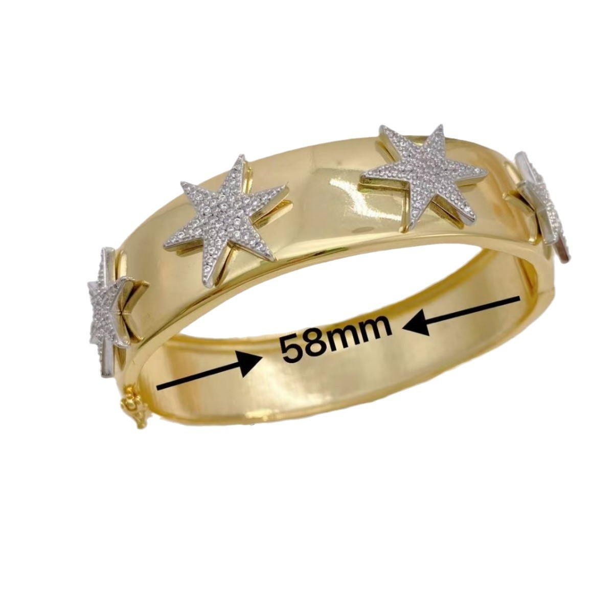 European and American Amazon cross-border e-commerce copper zircon openwork hexagonal star heart-shaped bracelet with adjustable opening wholesale