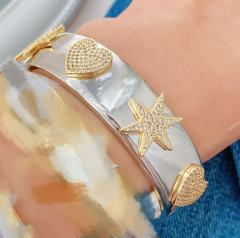 X1069-005 Hexagonal star + heart shape - white gold