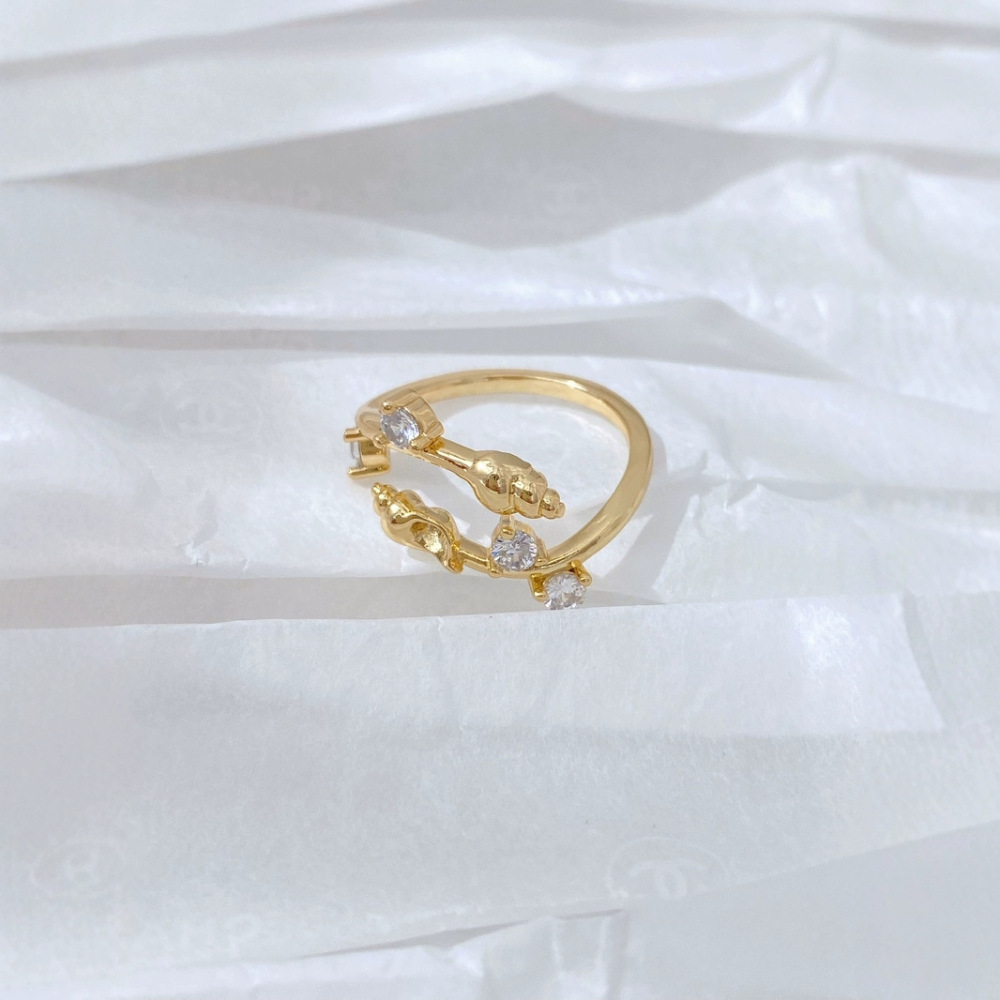 Hot-selling ocean series micro-pave design, simple and unique open ring, jewelry manufacturer wholesale.