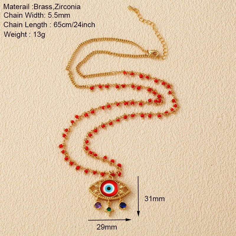 Evil Eye Lucky Charm Fashion Necklace Luxury Zircon Fancy Beaded Chain 40cm 60cm 16in 24inch Length , Party Casual Jewelry R12