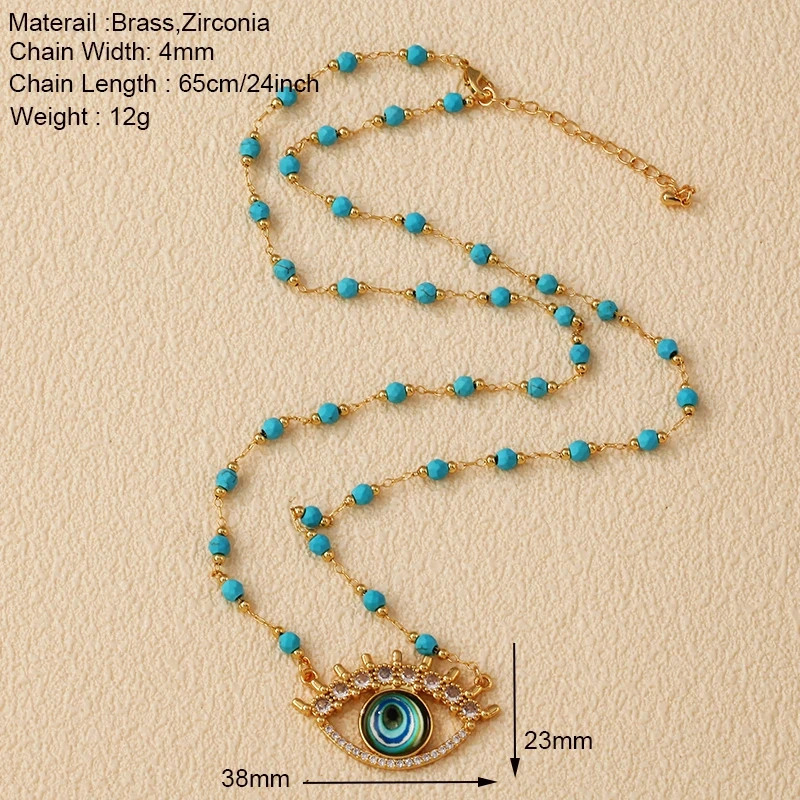 Evil Eye Lucky Charm Fashion Necklace Luxury Zircon Fancy Beaded Chain 40cm 60cm 16in 24inch Length , Party Casual Jewelry R12