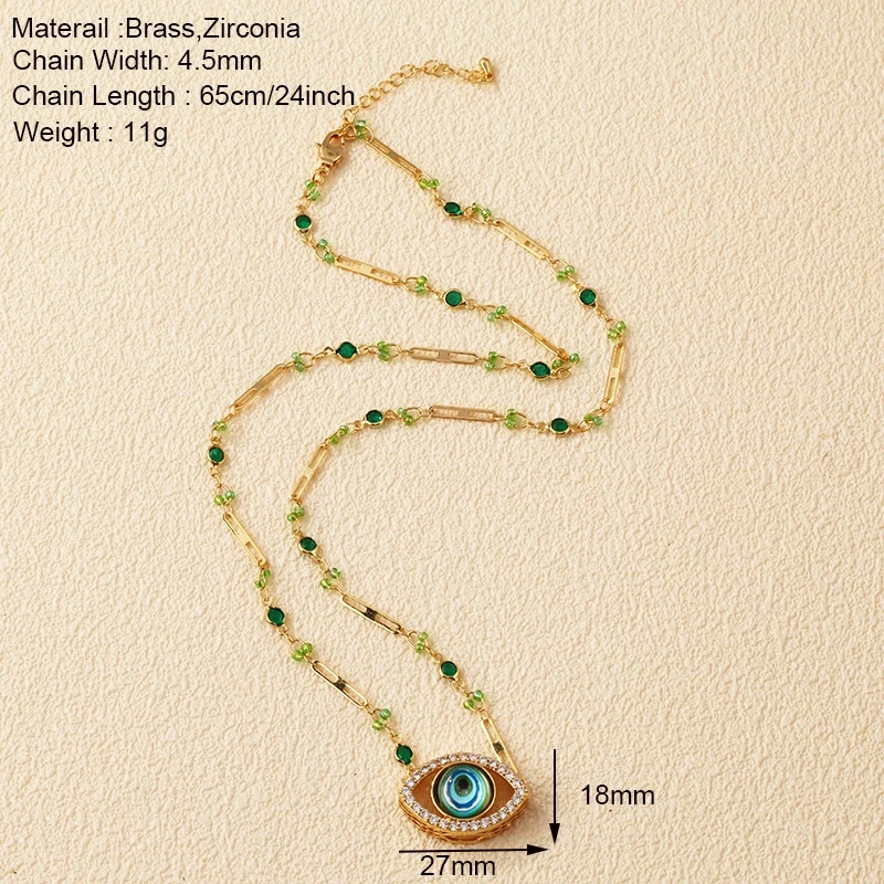 Evil Eye Lucky Charm Fashion Necklace Luxury Zircon Fancy Beaded Chain 40cm 60cm 16in 24inch Length , Party Casual Jewelry R12