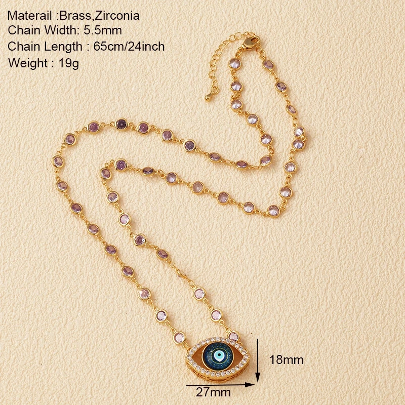 Evil Eye Lucky Charm Fashion Necklace Luxury Zircon Fancy Beaded Chain 40cm 60cm 16in 24inch Length , Party Casual Jewelry R12