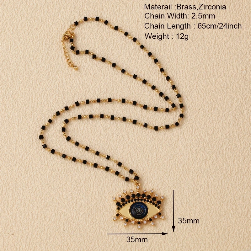 Evil Eye Lucky Charm Fashion Necklace Luxury Zircon Fancy Beaded Chain 40cm 60cm 16in 24inch Length , Party Casual Jewelry R12