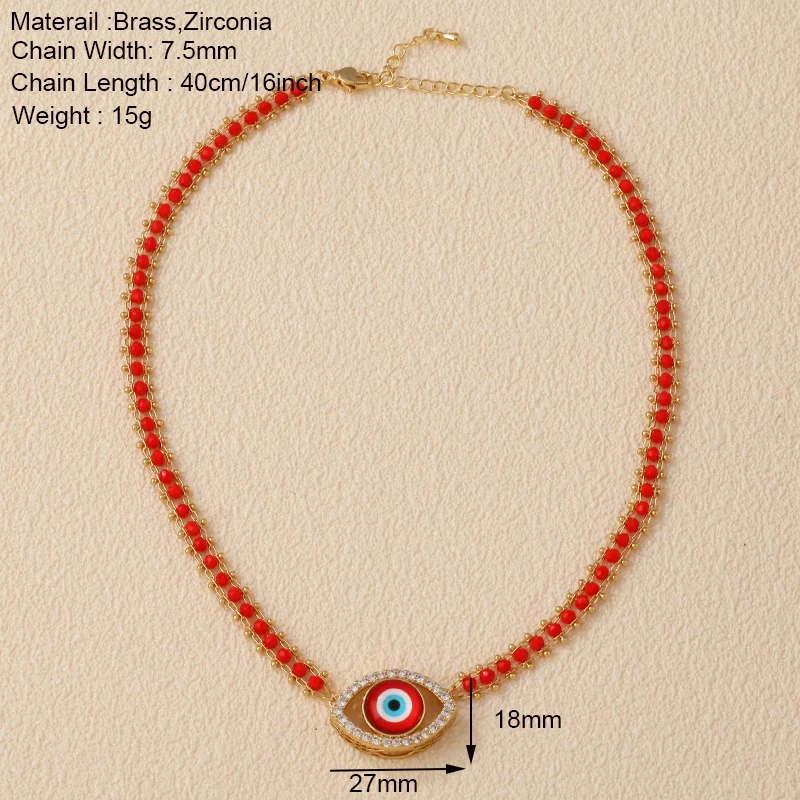 Evil Eye Lucky Charm Fashion Necklace Luxury Zircon Fancy Beaded Chain 40cm 60cm 16in 24inch Length , Party Casual Jewelry R12