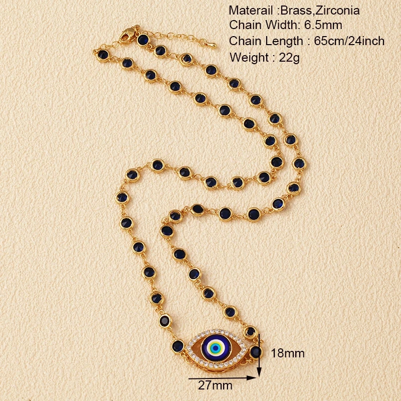 Evil Eye Lucky Charm Fashion Necklace Luxury Zircon Fancy Beaded Chain 40cm 60cm 16in 24inch Length , Party Casual Jewelry R12