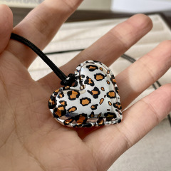Small D-size Heart Leopard Print Pendant